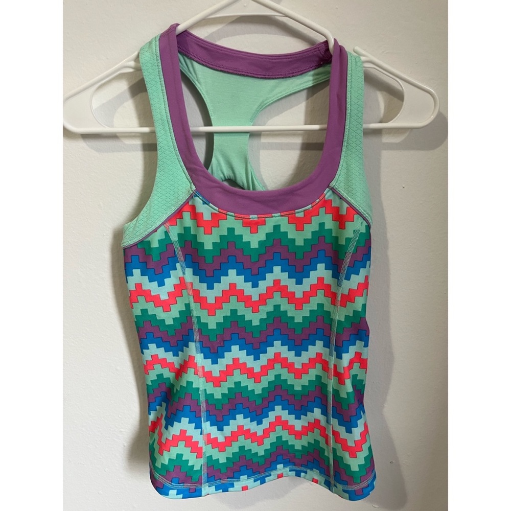 Ivviva Mint Green Multicolor Graphic Patterned Tank Top, Girls Size 14 - EUC